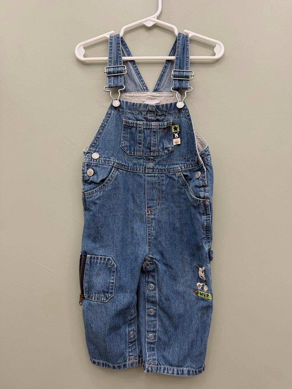 Carter's 18M Denim Overalls MVP Dog Embroidered Utility Carpenter Y2K